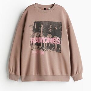 Ramones Graphic Taupe and Pink Sweater Size Small